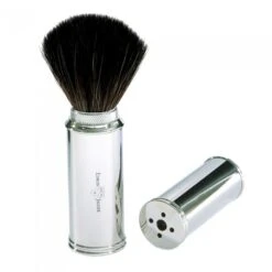 Edwin Jagger Nickel Travel Shaving Brush (Black Synthetic)