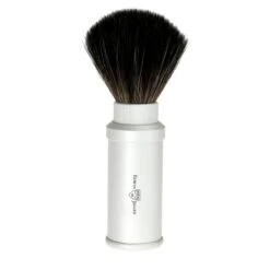 Edwin Jagger Silver Travel Shaving Brush (Black Synthetic)
