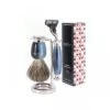 Edwin Jagger 58 Series 3pc Imitation Blue Horn & Nickel Mach3 Set (Sandalwood) 1 Edwin Jagger 58 Series 3pc Imitation Blue Horn & Nickel Mach3 Set (Sandalwood) -Shave Master Pro 58bh sw box