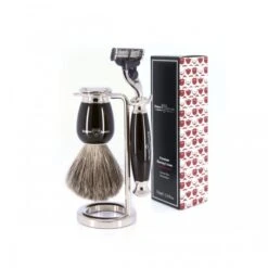 Edwin Jagger 58 Series 3pc Imitation Ebony & Nickel Mach3 Set (Sandalwood)