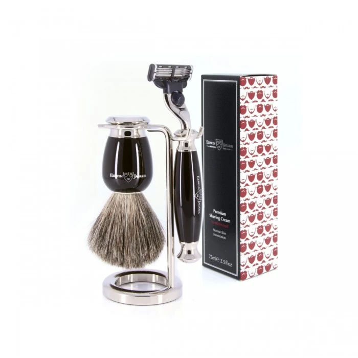 Edwin Jagger 58 Series 3pc Imitation Ebony & Nickel Mach3 Set (Sandalwood) 3 Edwin Jagger 58 Series 3pc Imitation Ebony & Nickel Mach3 Set (Sandalwood)