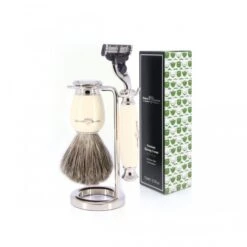 Edwin Jagger 58 Series 3pc Imitation Ivory & Nickel Mach3 Set (Aloe Vera)