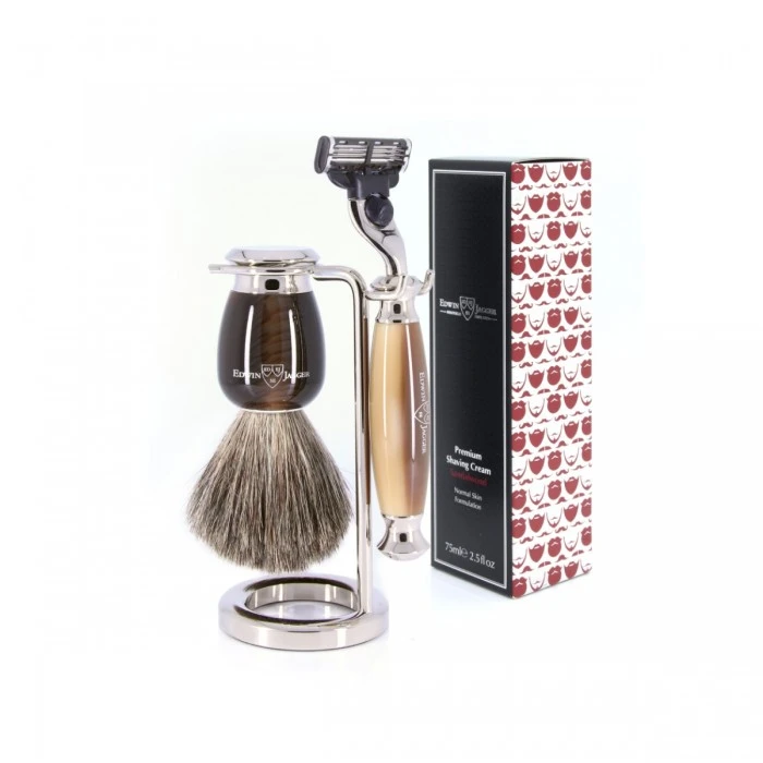 Edwin Jagger 58 Series 3pc Imitation Horn & Nickel Mach3 Set (Sandalwood) 3 Edwin Jagger 58 Series 3pc Imitation Horn & Nickel Mach3 Set (Sandalwood)