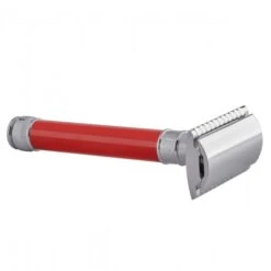 Edwin Jagger DE81 Red DE Safety Razor (Closed Comb) -Shave Master Pro de81bl slant side front right