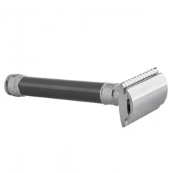 Edwin Jagger DE85 Grey DE Safety Razor (Closed Comb) -Shave Master Pro de85bl slant side front right