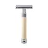 Edwin Jagger DE87 Imitation Ivory Rubber Coated DE Safety Razor (Closed Comb) -Shave Master Pro de87rc14bl