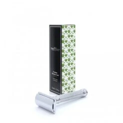 Edwin Jagger Chrome Knurled DE89KN Safety Razor With Aloe Vera Shaving Cream Tube