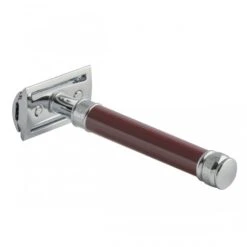 Edwin Jagger DE812 Long Burgundy DE Safety Razor (Closed Comb) -Shave Master Pro del812bl slant side back left