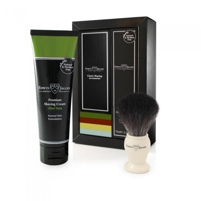 Edwin Jagger Imitation Ivory Synthetic Brush Gift Set (Aloe Vera) 2 Edwin Jagger Imitation Ivory Synthetic Brush Gift Set (Aloe Vera)
