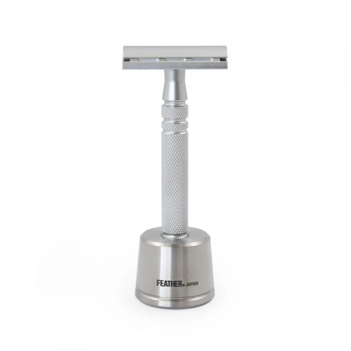 Feather All Stainless AS-D2 DE Razor And Stand 3 Feather All Stainless AS-D2 DE Razor And Stand