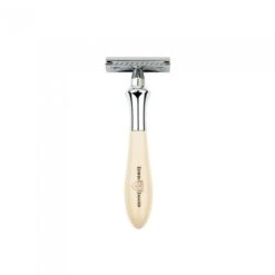 Edwin Jagger Plaza Imitation Ivory DE Razor + Free Feather Blades