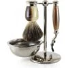 Edwin Jagger 58 Series 4pc Imitation Horn & Nickel Shaving Set For Mach3 (Pure Badger) -Shave Master Pro s81m582bamz
