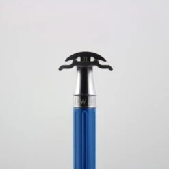 Edwin Jagger 3ONE6 Stainless Steel Anodised Blue DE Safety Razor -Shave Master Pro ss close up head mugshot b