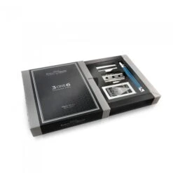 Edwin Jagger 3ONE6 Stainless Steel Anodised Blue DE Safety Razor -Shave Master Pro ss packaging fully open blue